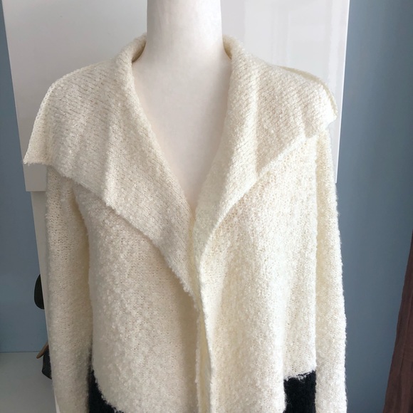 Ralph Lauren Ivory & Black Open Cardigan Sz Small - Picture 2 of 7